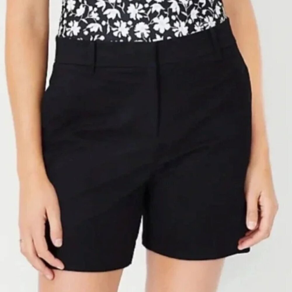 Ann Taylor Women's Size 14 Devin Metro Short Black Chino Stretch Cotton 10" Ins